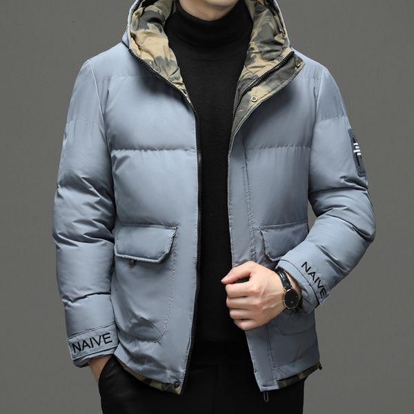 

men's wool blends men's cotton jacket autumn winter fashion korean fashion short cotton jacket brand thickened warm cotton jacket, Black