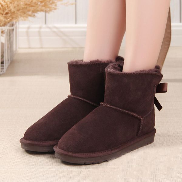 

classic slippers womens boots designer mini platform boot winter warm snow booties australia shoes chestnut real leather ankle martin botas, Black