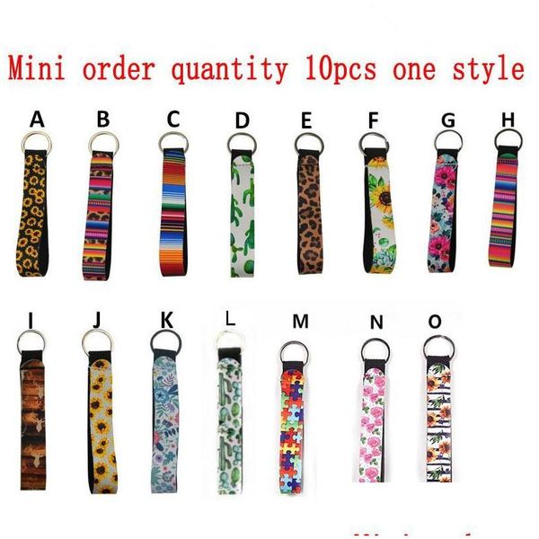

keychains lanyards neoprene wristlet keychain colourf printed wrist key belt sunflower strip leopard lanyard ring keychains new ep dhcsh, Silver