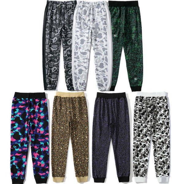 

mens designer pants japanese shark head loose sweatpants color graffiti quality jogging stitching beam feet male female couple personality, Black