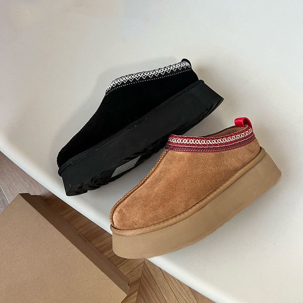 

slipper tazz designer snow boot ultra mini platform australian boots for woman warm fur fuzzy mule fluffy booties winter shoes, Black