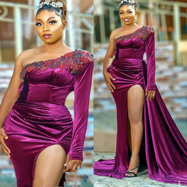 

2022 arabic aso ebi beaded crystals prom dresses mermaid satin evening formal party second reception birthday engagement gowns dress zxj505, Black