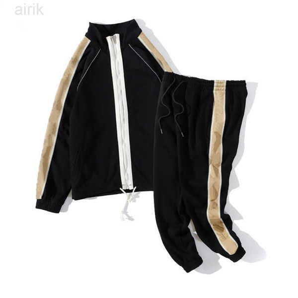 

man brands clothes tracksuits brand mens sweat suit spring autumn long sleeved two piece set fall tracksuit jogging jackets pants sportswear, Gray