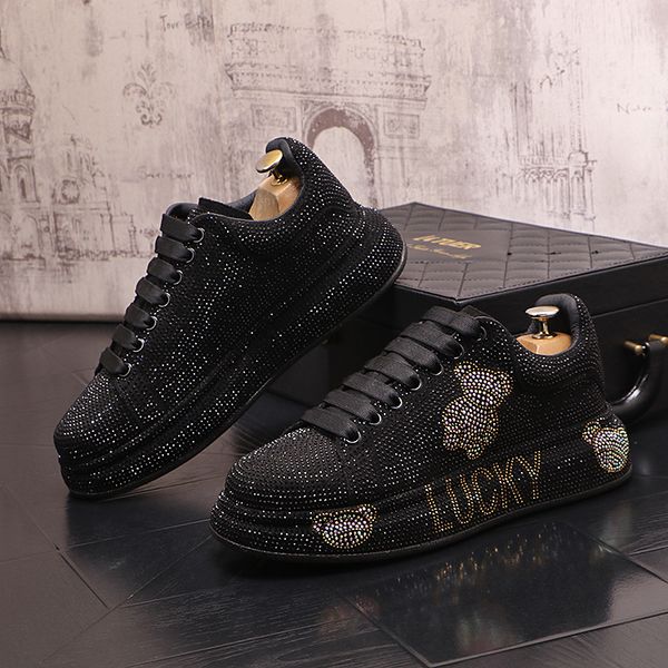 

gold spring casual shoes sneakers men's sport style black patent leather shiny flat student teenagers trend mixed colors