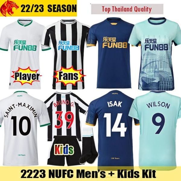 

22 23 new castle soccer jerseys bruno g. joelinton isak 2022 2023 nufc fans player version united maximin wilson almiron football shirt mens, Black;yellow
