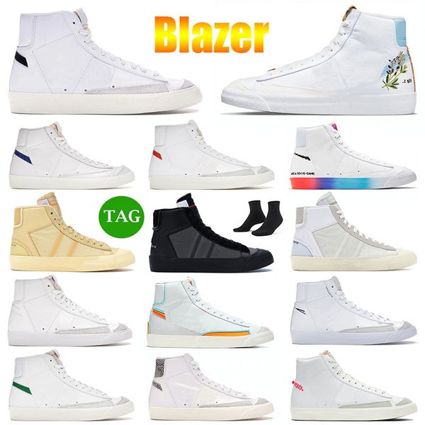 

2022 blazer mid 77 running shoes men women outdoors vintage white black snakeskin jumbo white green indigo have a good game zig zag casual m, White;red