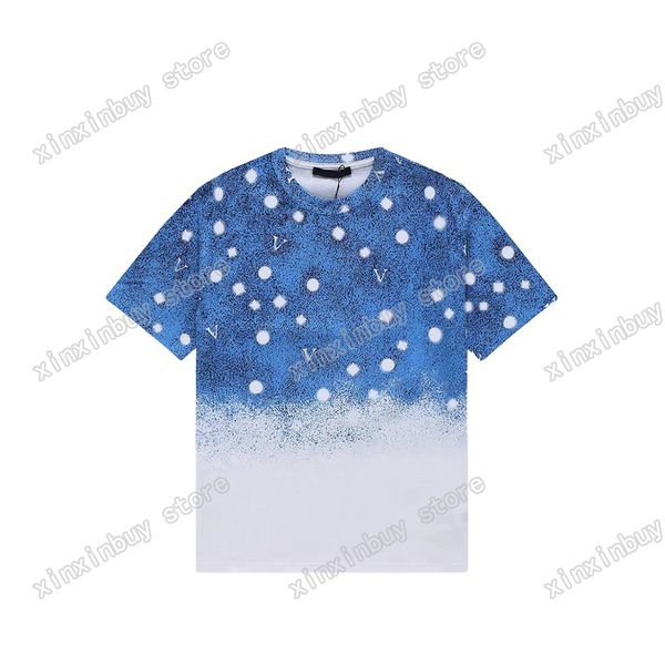 

xinxinbuy men designer tee t shirt flower gradual star sky print short sleeve cotton women green black white red xs-2xl, Black;brown