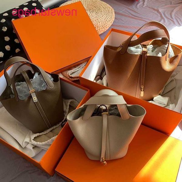 

designer herme picotin lock bag s handbag online store women's 2022 new chaocai basket soft litchi pattern bucket south korean mot upqt