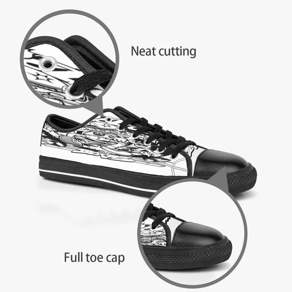 

custom shoes classic canvas low cut skateboard casual triple black accept customization uv printing low mens womens sports sneakers breathab