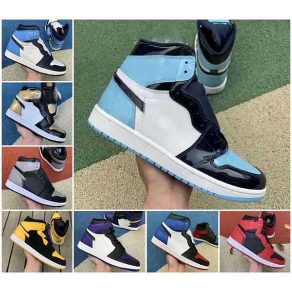 

1 university blue mid milan digital pink lightbulb chicago basketball shoes men 1s 3 bred toe court purple unc patent sn291n, Black