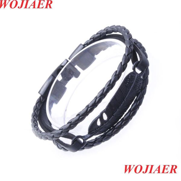 

charm bracelets mtilayer leather feather shape accessories mens bracelet stainless wrist bracelets for special present bc014 drop de dhqnd, Golden;silver