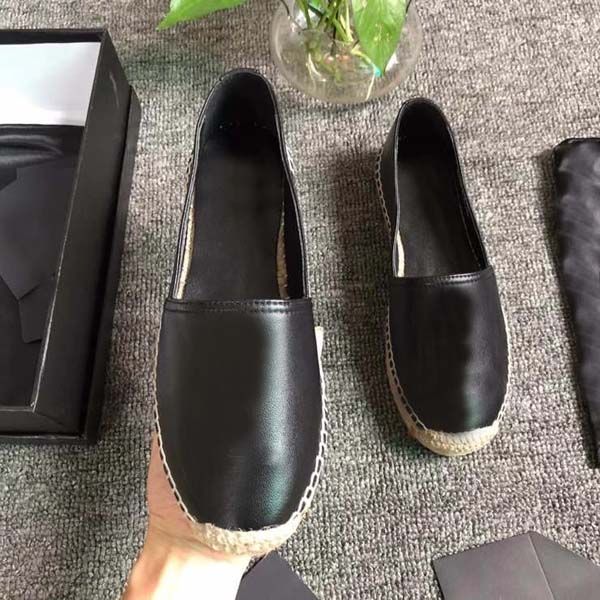 

women casual shoes designer shoes vintage platform espadrilles girls calf leather fashion lassic flat bottom walking shoe size34-42 with box, Black