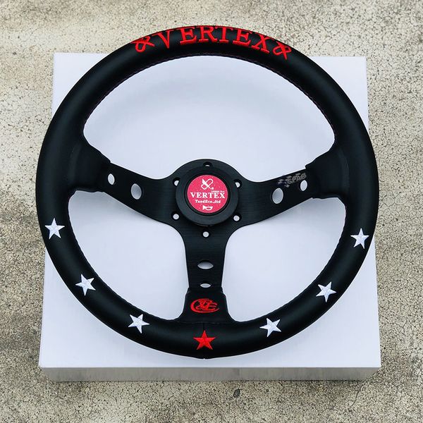 

vertex 330mm jdm racing black genuine leather drift steering wheel