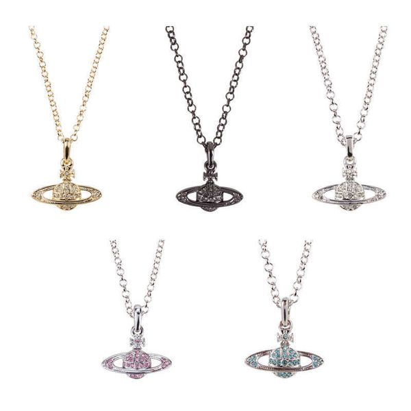 

designers westwood necklaces empress dowager vivienne classic full diamond shiny little saturn necklace nana punk couple special, Silver
