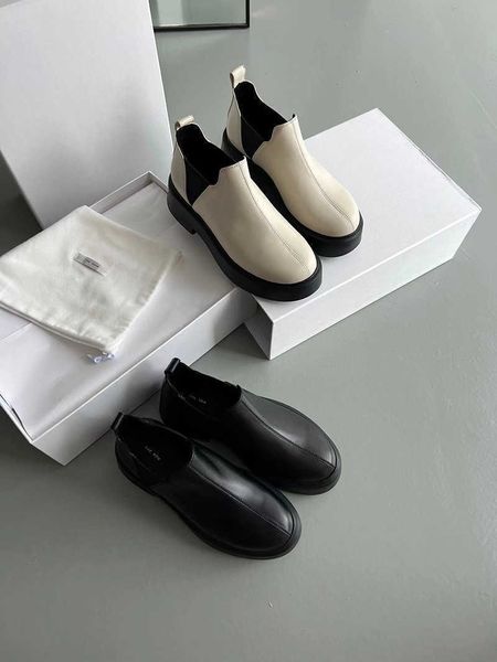 

dress row the designer shoes martin boots women's 2022 autumn and winter new type tight heightened thick sole muffin leather round head, Black
