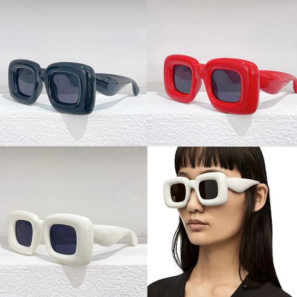 

square oversized sunglasses women men luxury brand designer sun glasses 40098 famale retro inflatable sunglass oculos de sol uv400 candy col, White;black