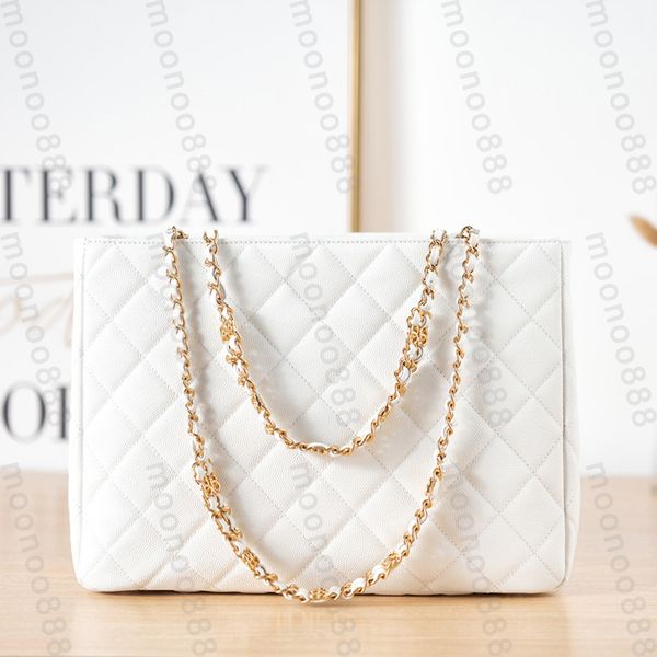 

10a tier mirror quality large shopping bag 33cm luxury designers quilted tote purse womens real leather caviar handbag shoulder chain strap