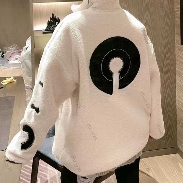 

ch fleece jacket designer windproof jacket warm coat autumn and winter embroidery sanskrit zipper sweatshirt men's and women's fla, Black;brown