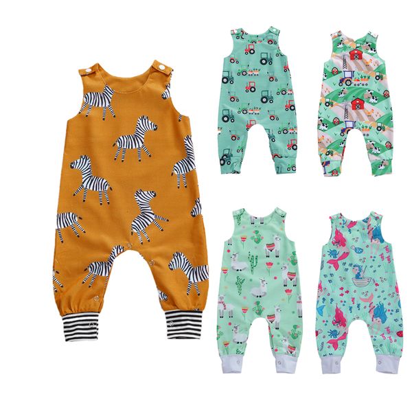 

rompers citgeett summer born baby boys girls cotton romper sleeveless button jumpsuit playsuit overalls casual outfits 221125, Blue