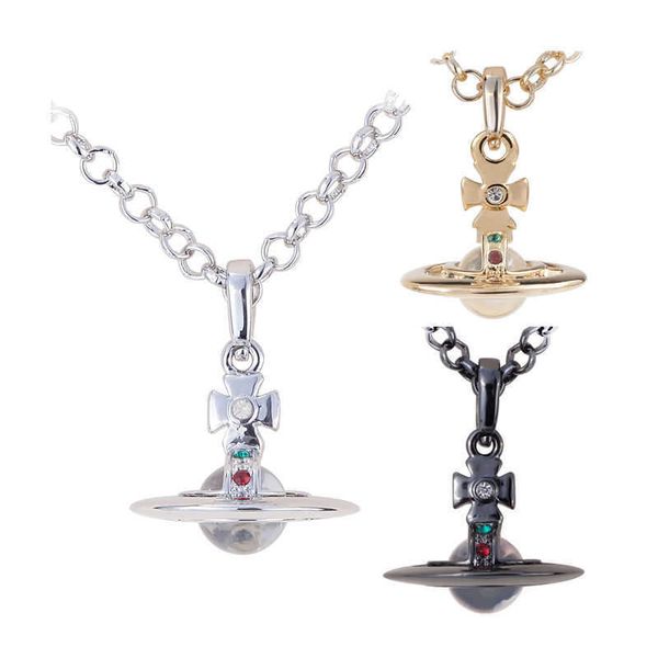 

designers westwood necklaces empress dowager vw vivian vivienne small 8mm transparent beads stereoscopic saturn collar necklace nana punk, Silver