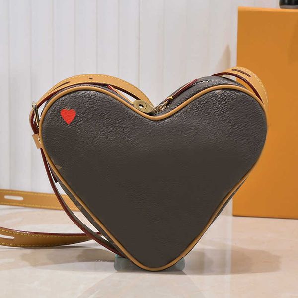 

heart shaped crossbody bag shoulder bags women genuine leather handbags purse classic vintage old flower letter love clutch tote wallet cell