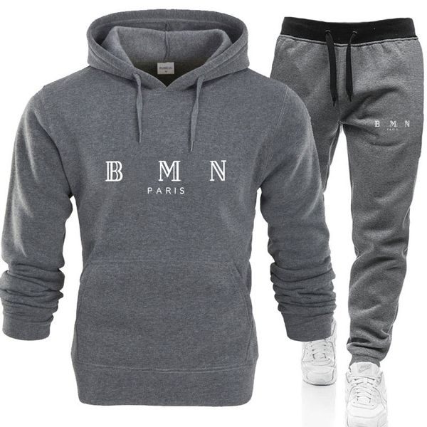

fashion designer tracksuits fall/winter couple sports suit warm hoodie printed pants jacket color contrast casual sweatshirt jogging shirt 3, Gray