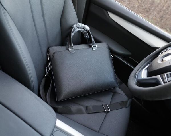 

new sale men shoulder briefcase black cowhide famous designer handbag business mens lapbag luxury messenger bag 5 star quality 38cm