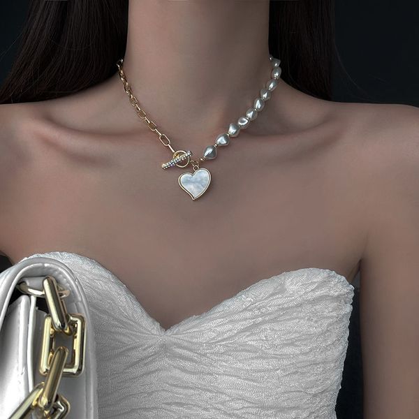 

european and american fashion double layer love necklace female, Silver