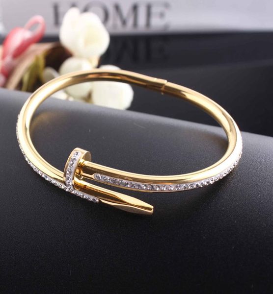 

titanium steel bangle valentine039s day bracelet 1 line full diamond cuff women 58cm fashion jewelry for lover gift no box1333267, Black