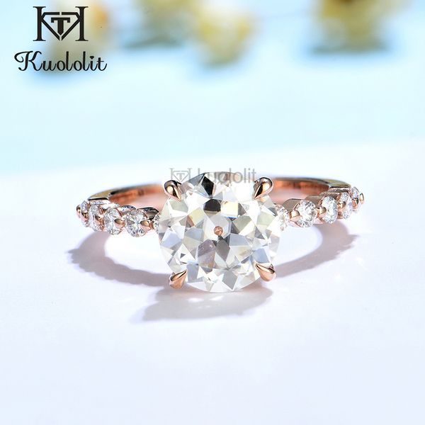 

solitaire ring kuololit oec 14k 10k 585 rose gold s for women 2ct 12ct bubble luxury hide halo engagement 221119, Golden;silver