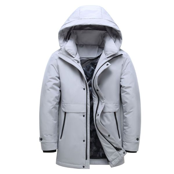 

men's down parkas men's down jacket white duck down warm thicker removable inner liner business casual male windproof parker coat, Black