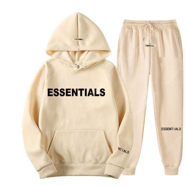 

2023 tracksuits essentials autumn winter men's women's hooded set reflective letter print jogging sweatshirt street couple apparel, Gray