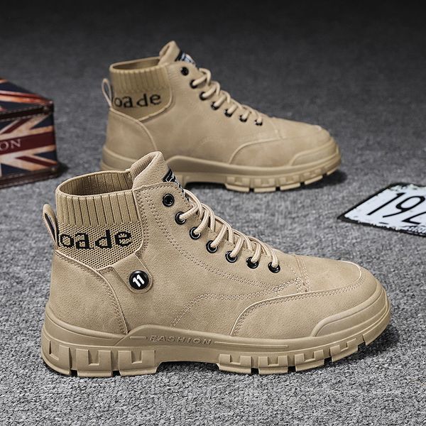 

men's martin boots korean version high-desert men sneakers tooling boot autumn breathable ankle boots outdoor shoes, Black