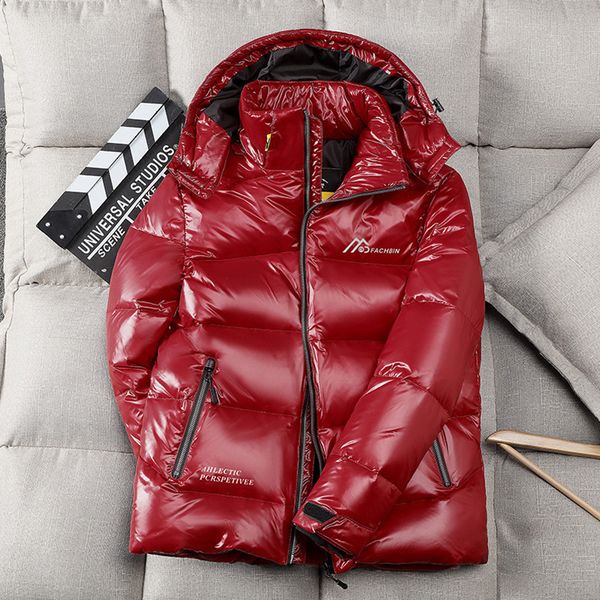 

men's down parkas winter men puffer parka jackets brand bubble padded clothes shiny parkas warm waterproof no wash down jacket man down, Black