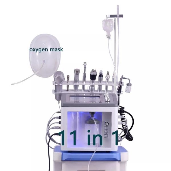 

11 in 1 hydra h2o2 oxygen peel facial machine dome mask ydro microdermabrasion machine, Black;white