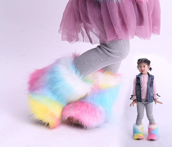 

kid child toddler faux fox fur snow boot with fur lined lining faux sheep fur shoe girl boy children winter furry fluffy outdoor m8253227, Black