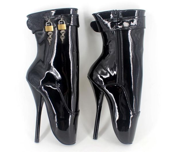 

dhl customized colors gaga ankle boots bellet heels with locks stage show sm fetish boots for oversizes blb23091917201, Black