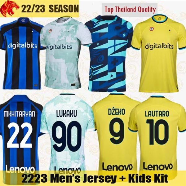 

22 23 lukaku soccer jerseys inter dzeko lautaro 2022 2023 brozovic calhanoglu alexis j.correa barella milan football shirt uniforms mens jer, Black;yellow