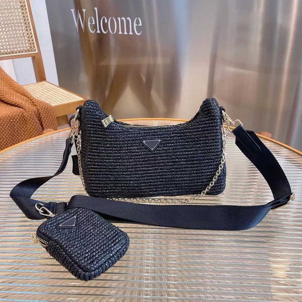 

evening bag designers bags luxurys women handbag straw armpit bag fashion three in one lady wallet underarm woven pruse