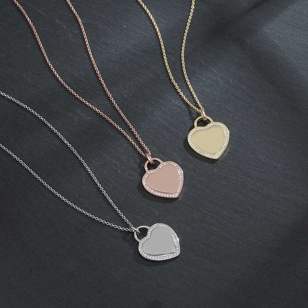 

love necklace with diamond rose gold tricolor fashion accessories, Silver
