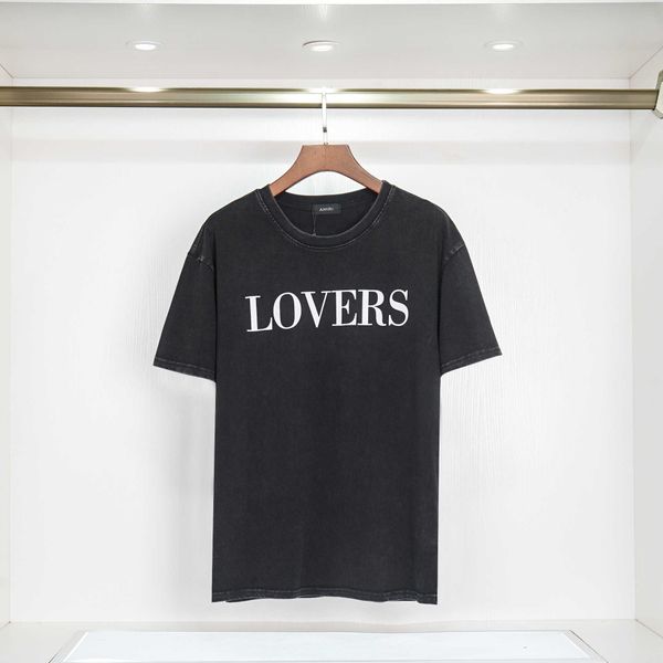 

t-shirt for men amii fashion short sleeve cotton designer shirtsspring brand letter love print distressed men's casual leisure hip ho a, White;black
