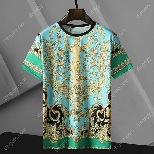

pact clothing fashion brand lable t-shirt luxury baroque t shirts gothic 3d golden flower royal men clothes summer casual tees, White;black