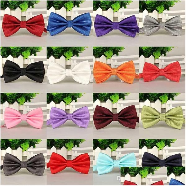 

bow ties solid color fashion bow ties groom men plaid marriage butterfly wedding business suit tie drop delivery accessories dhv2d, Black;gray