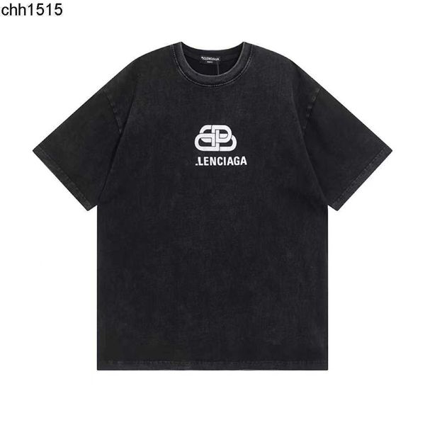 

summer balenciga new classic lock heavy industry washed short sleeve t-shirt for men and women, White;black