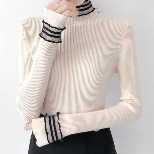 

women's sweaters jmprs elegant lace women sweater fashion autumn sweater long sleeves slim girl casual korean female basic knitted jump, White;black