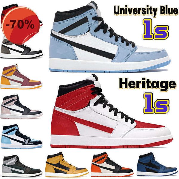 

2022 1 1s boots basketball shoes heritage bred patent university blue atmosphere dark mocha 85 georgetown black white shattered