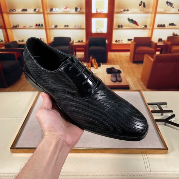 

2023 men's genuine leather dress shoes fashion formal party wedding gentlemen oxfords male brand designer flats size 38-44, Black