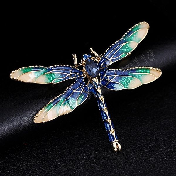 

vintage rhinston dragonfly brooch large insect brooches for women dress coat pins wedding jewelry accessories, Gray