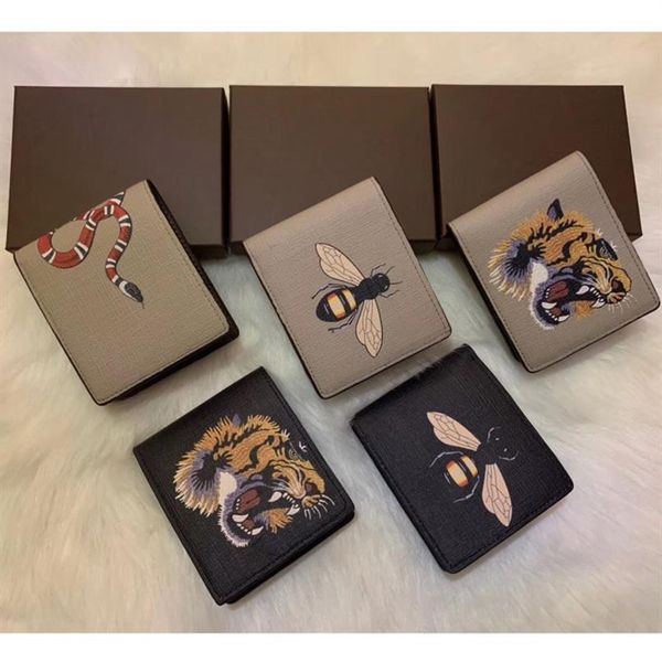 

with gift box men animal short wallet leather black snake tiger bee wallets women long style purse wallet card holder2793, Red;black