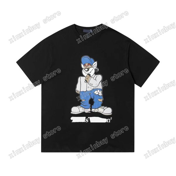 

xinxinbuy men designer tee t shirt flower musical dog print short sleeve cotton women green black white red xs-l, Black;brown